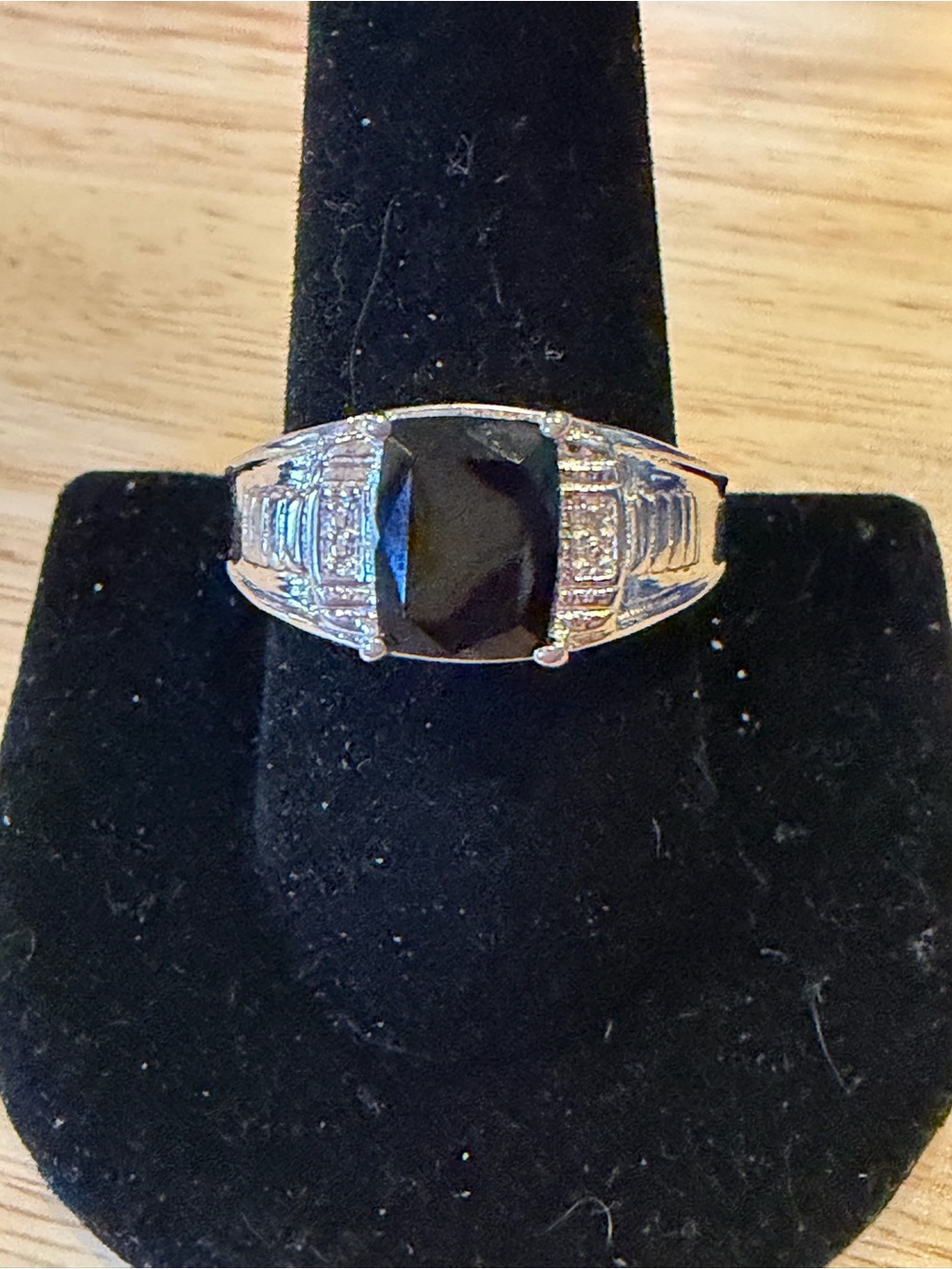 Sterling Silver Ring with Black Tourmaline Center made by Karis